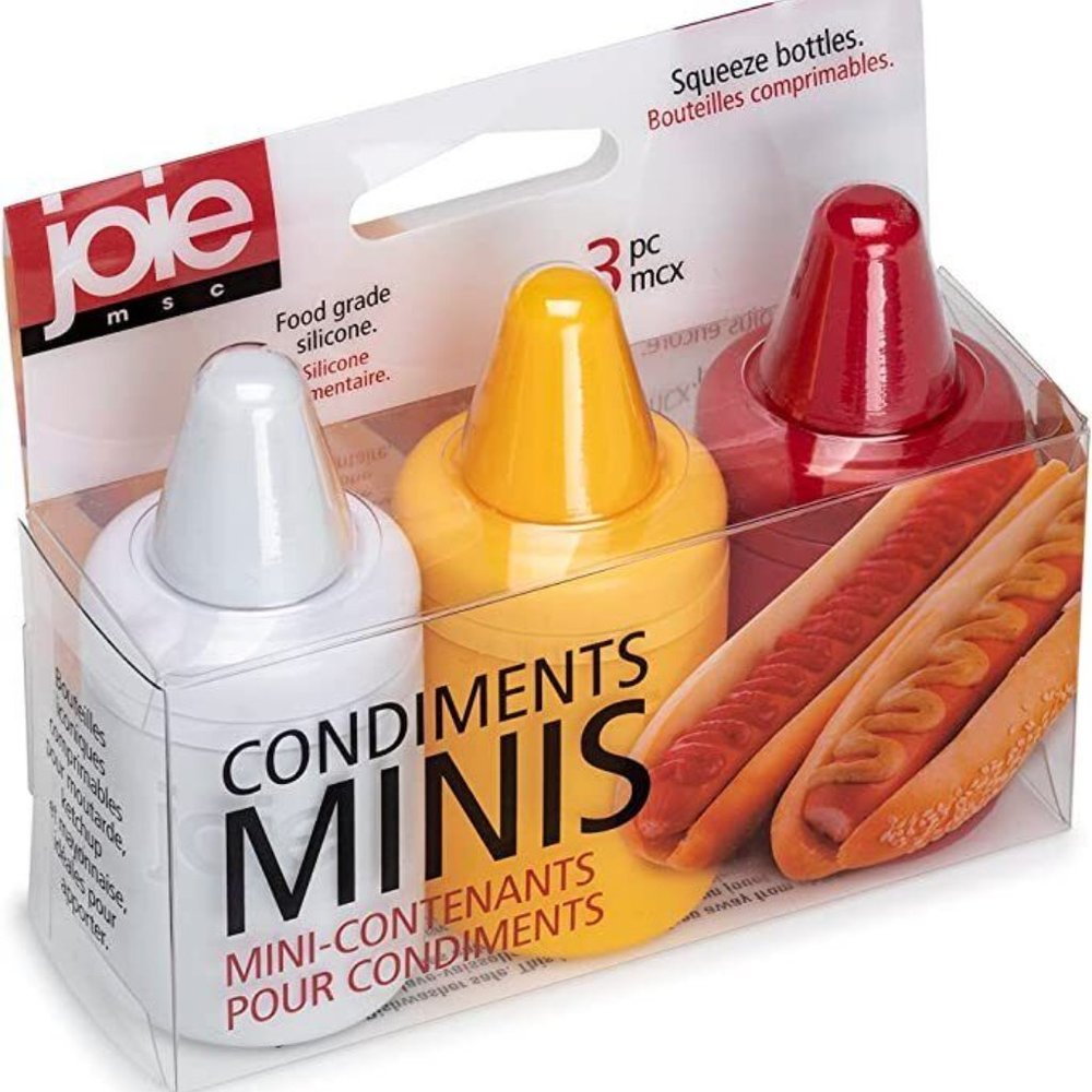 Joie MSC ~ Set of Three ~ Condiments Mini Squeeze Bottles with Nozzle Caps